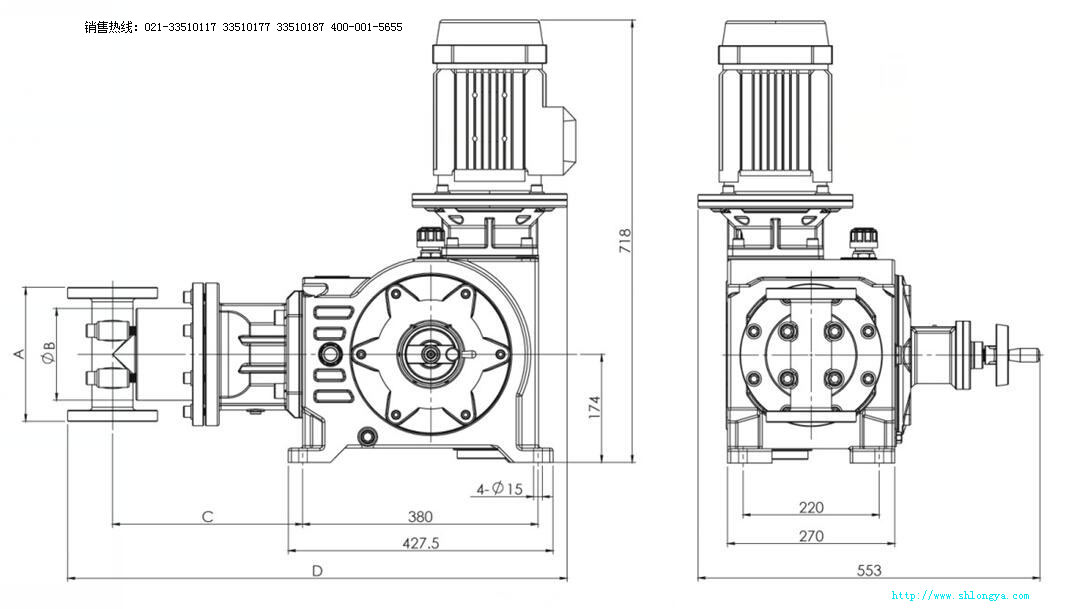 JSD系列柱塞式計量泵安裝尺寸,JSD計量泵安裝尺寸圖